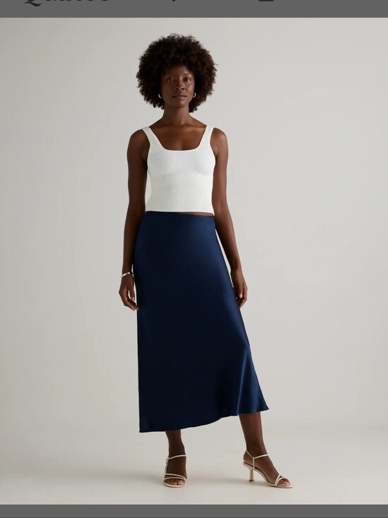 Quince Dresses & Skirts - Quince 100% Silk Navy Midi Slip Skirt